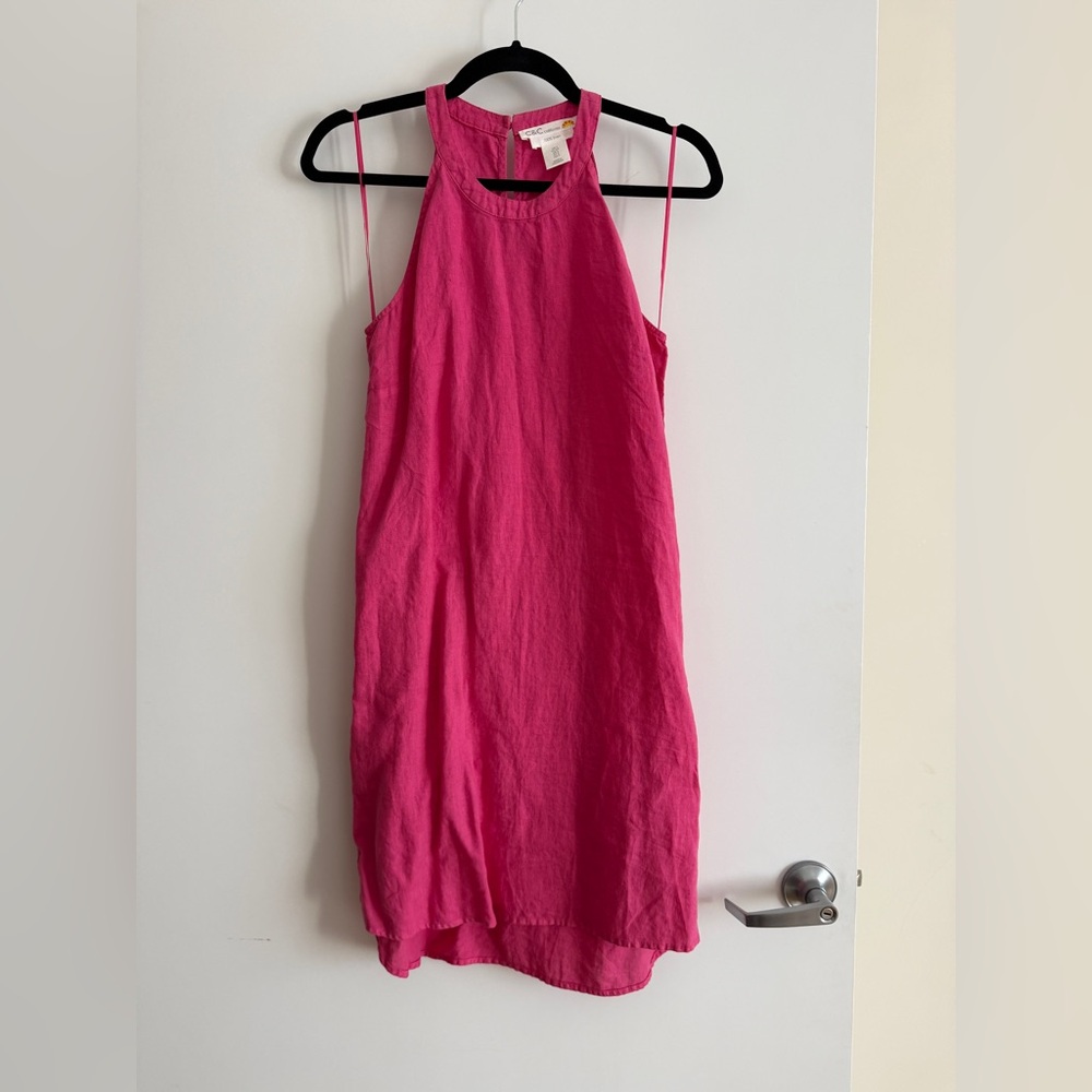100% Linen Pink Sleeveless Dress